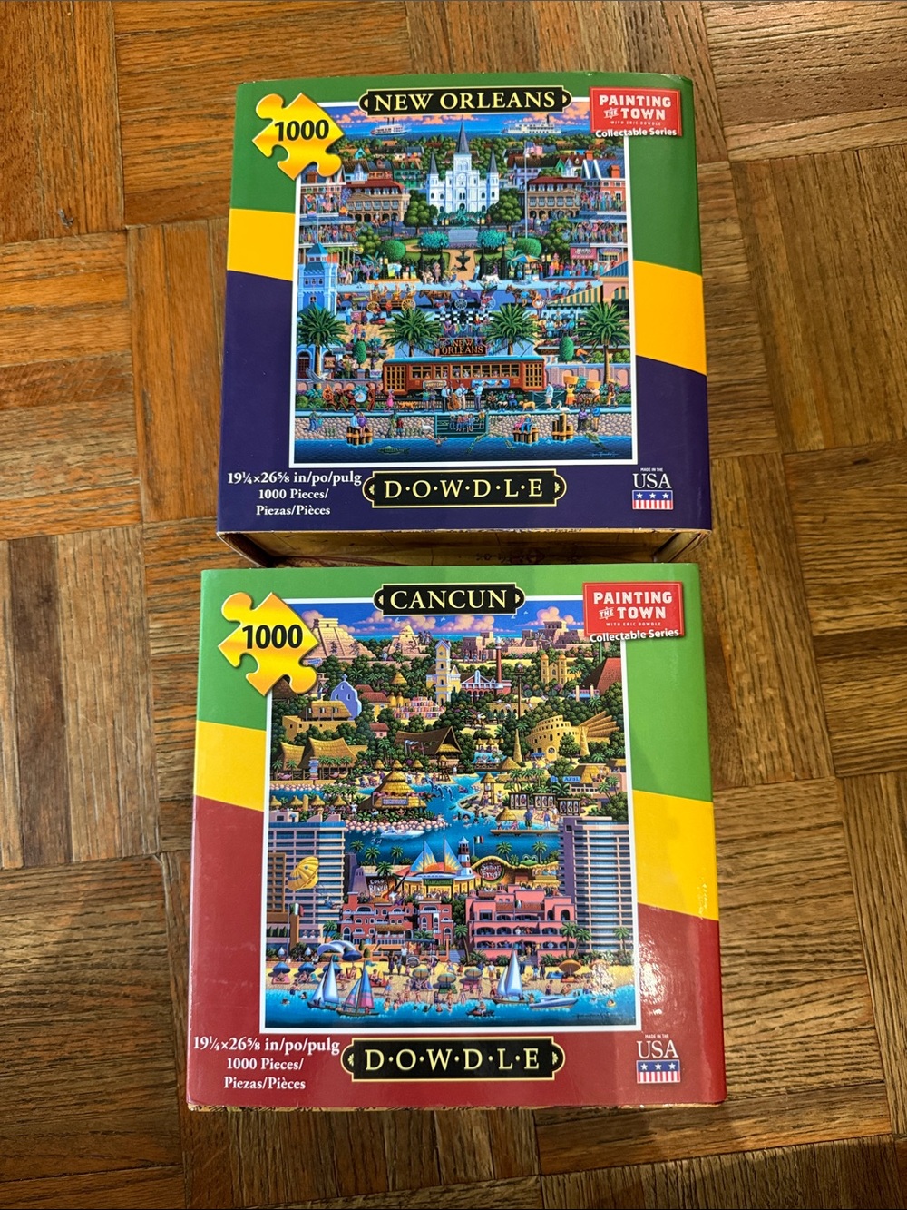2 new Dowdle 1000-Piece Jigsaw Puzzles Cancun and New Orleans Painting the Town